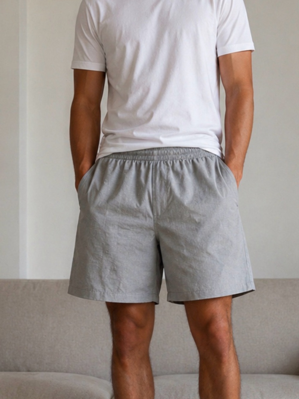 DSG Men's Light Grey Athletic Elastic-Waist Shorts NWT- Casual Wear/Athletic